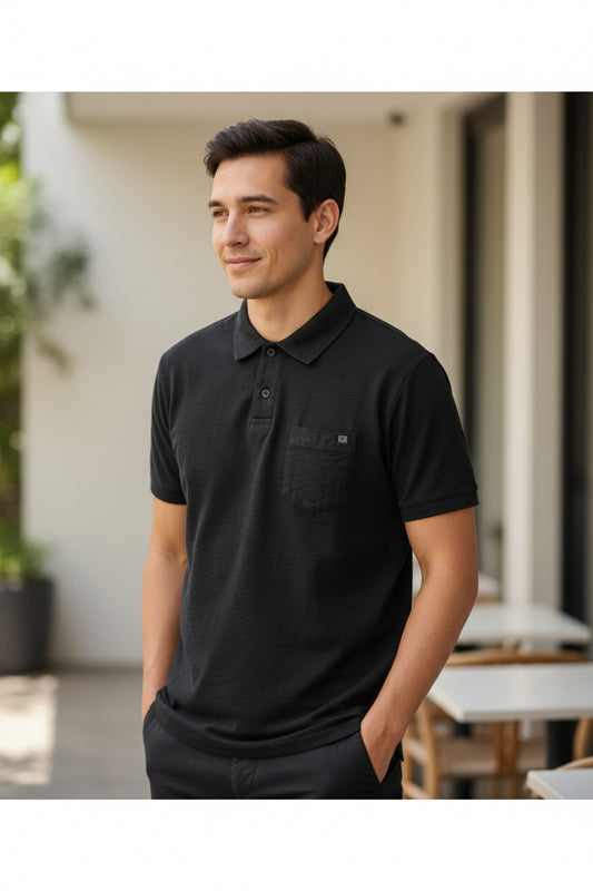 Grey Pique Polo Shirt